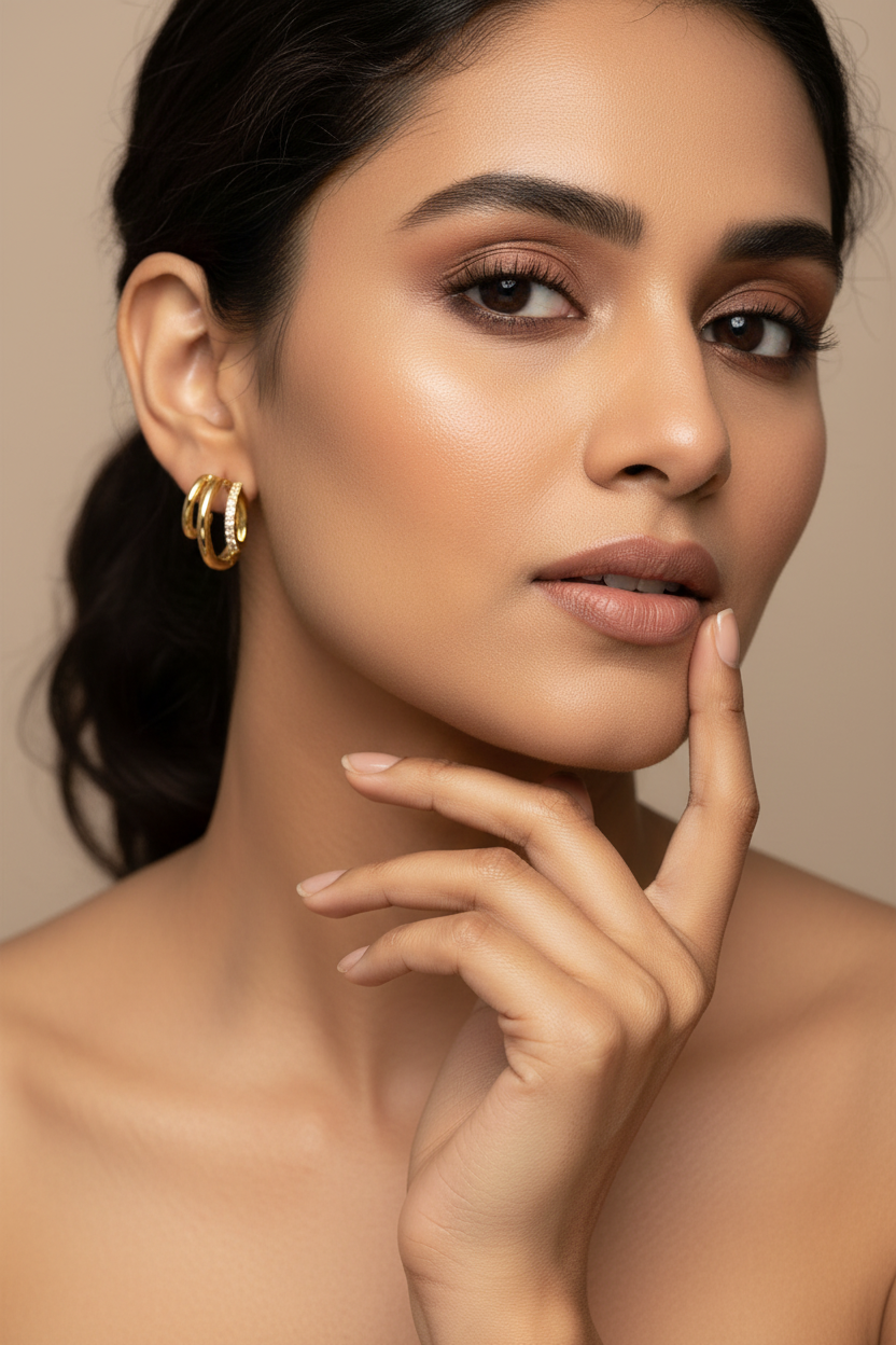 Triple Layer zirconia stone Half Hoop Earrings