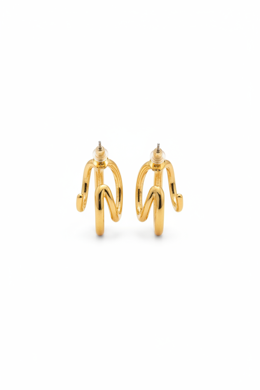 Triple Layer zirconia stone Half Hoop Earrings