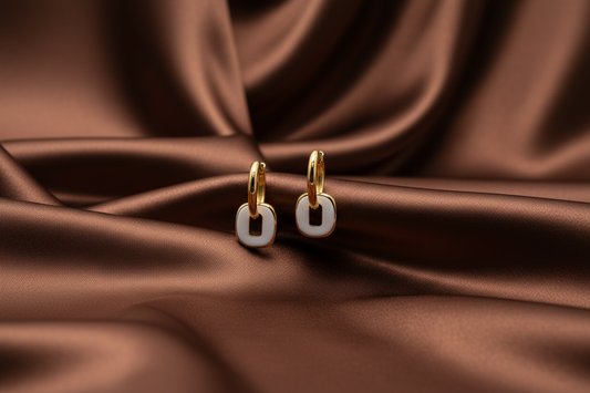 White Enamel Hoop Earrings