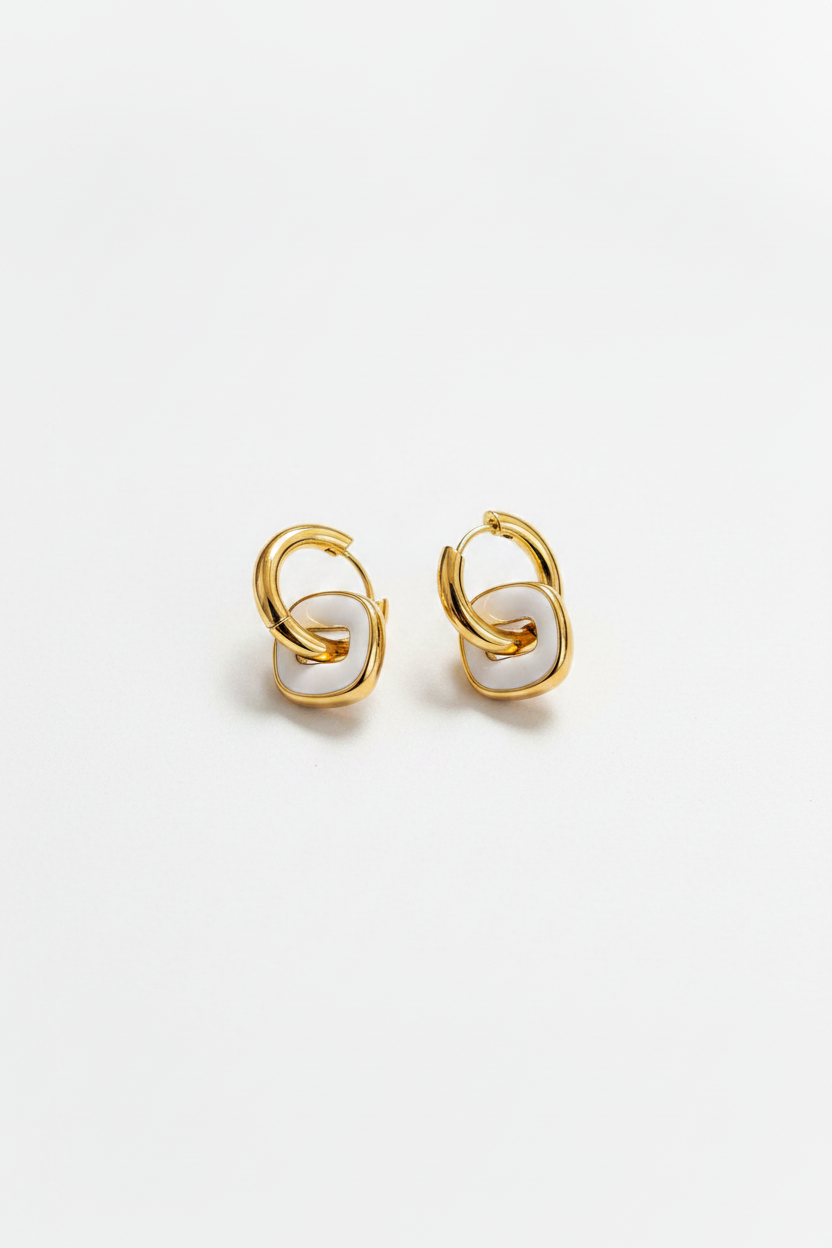 White Enamel Hoop Earrings