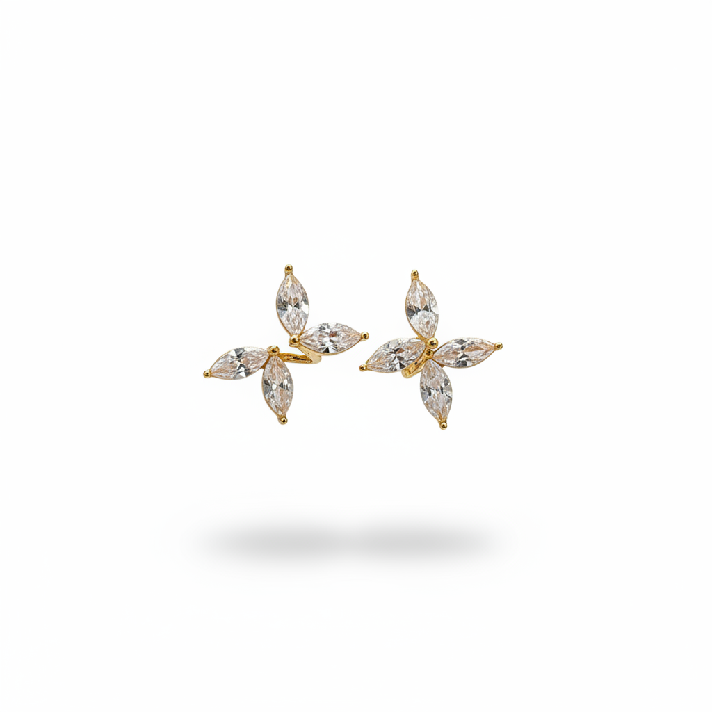 White Leaf Gemstone Earcuff