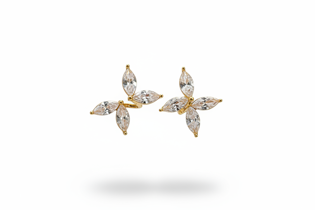 White Leaf Gemstone Earcuff