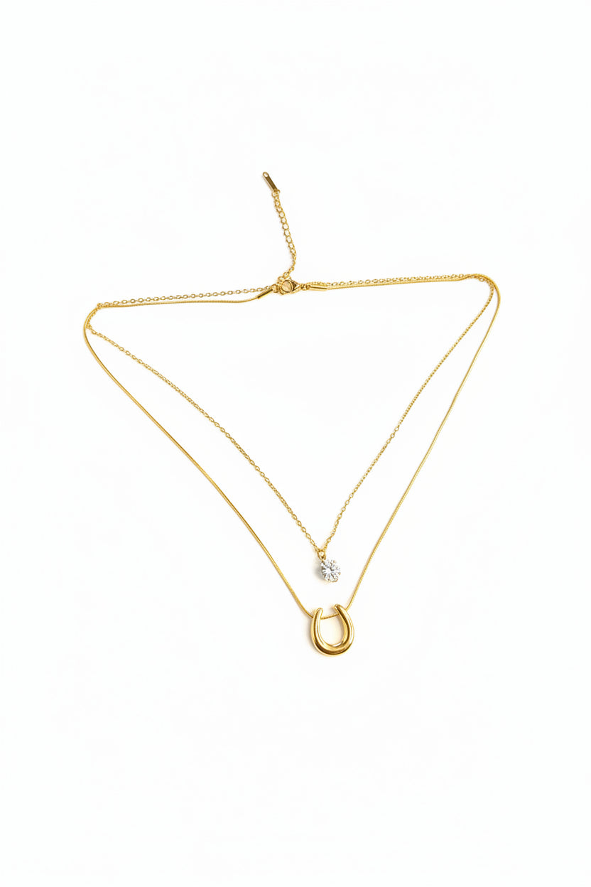 Horseshoe double layer necklace