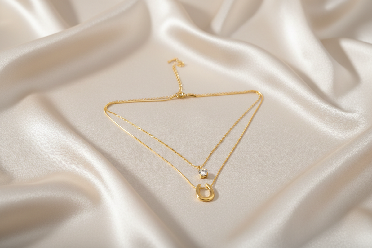 Horseshoe double layer necklace
