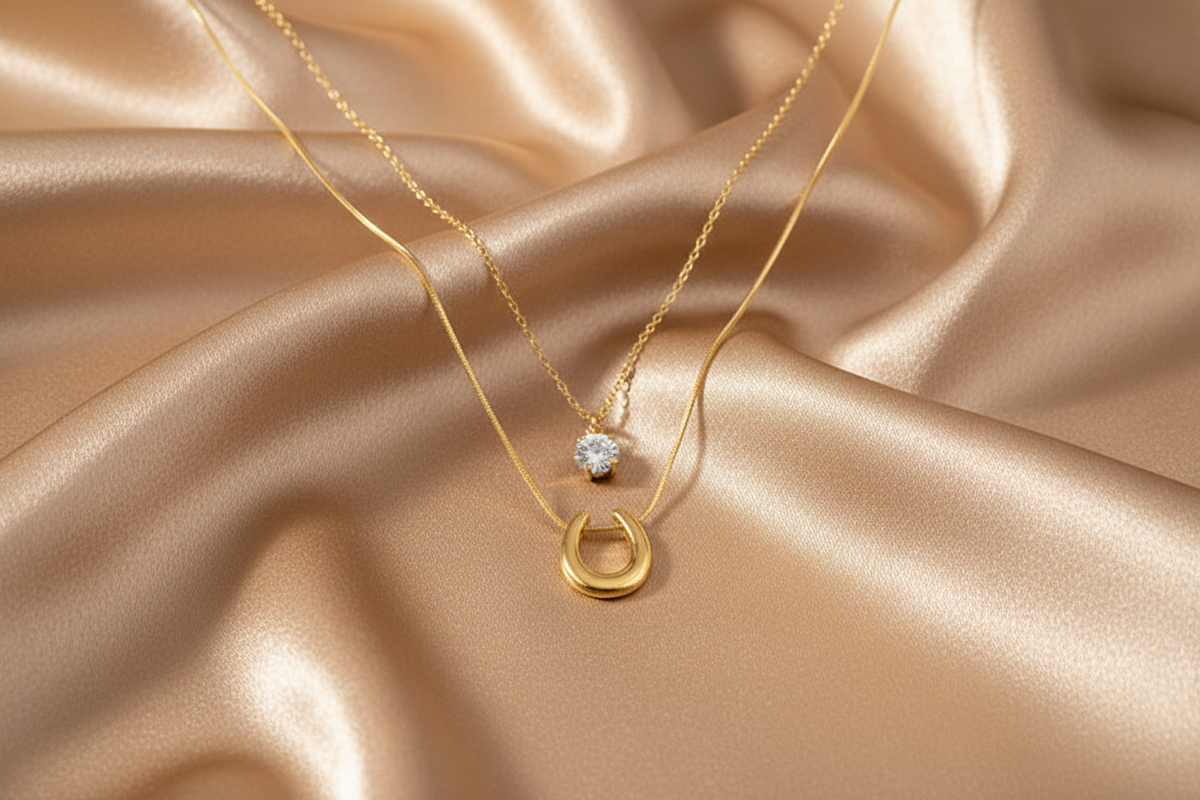 Horseshoe double layer necklace