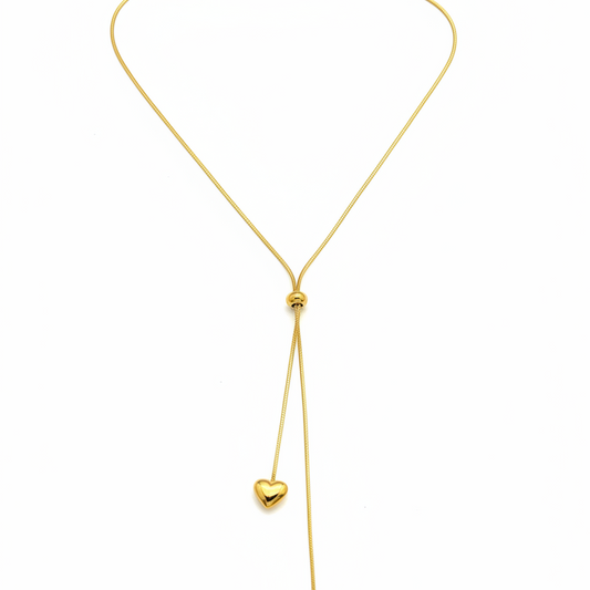 Golden Double Heart Drop Pendant Necklace
