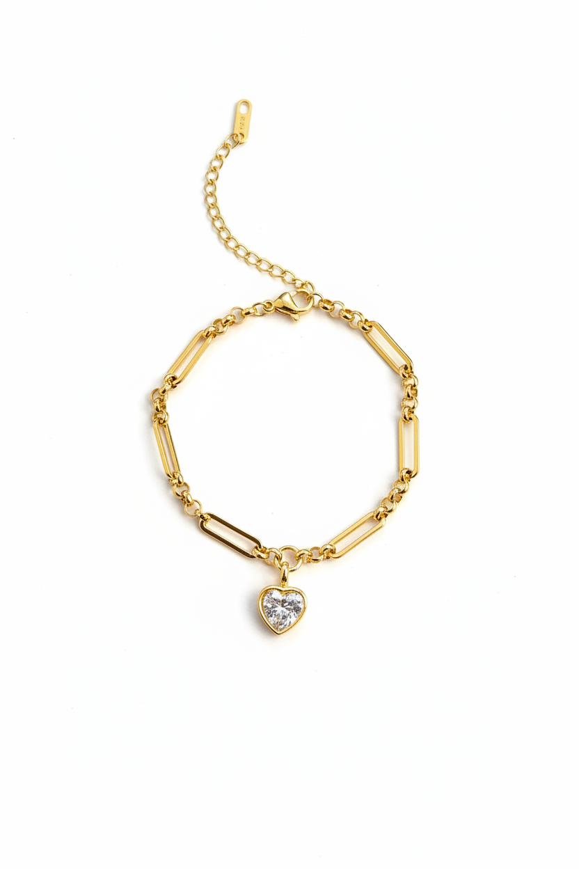 Zirconia Heart charm Bracelet