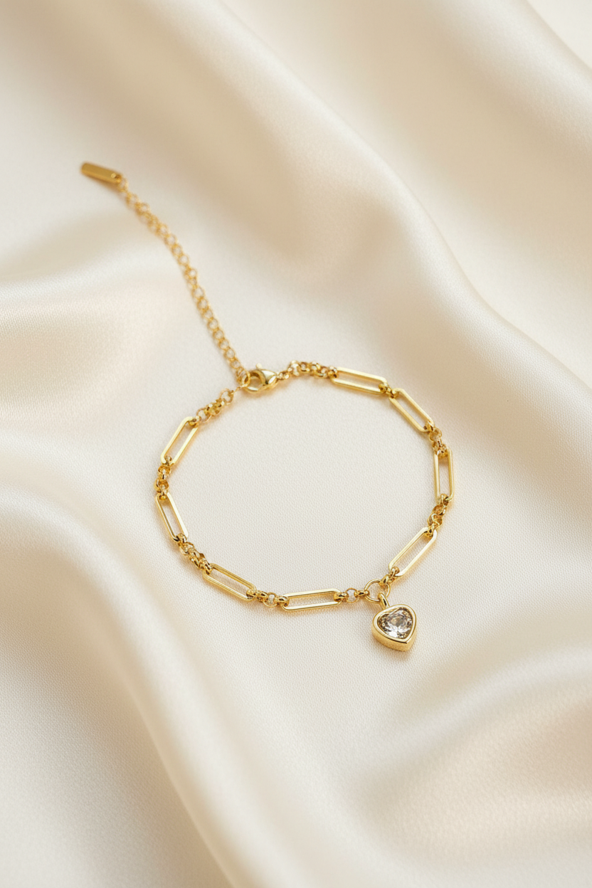 Zirconia Heart charm Bracelet