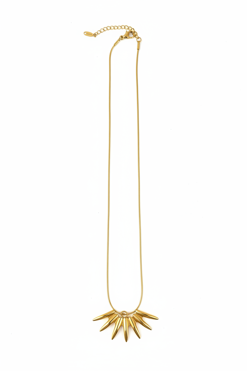 Golden sun pendant statement necklace