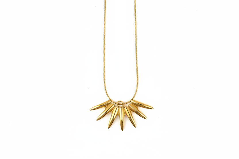 Golden sun pendant statement necklace