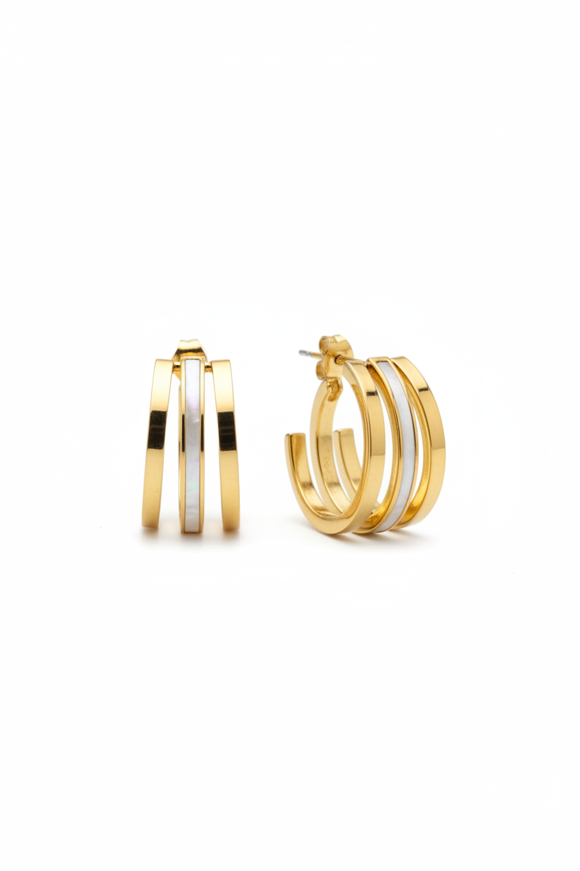 Enamel triple layer Hoop Earrings