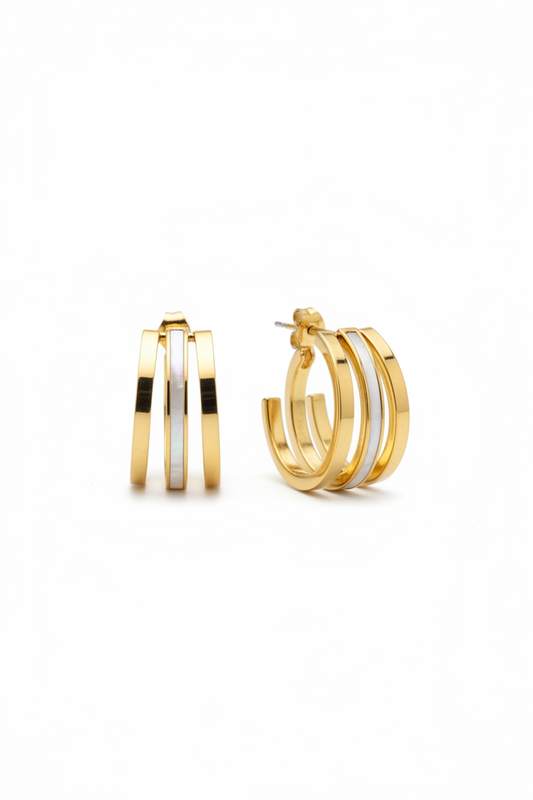 Enamel triple layer Hoop Earrings