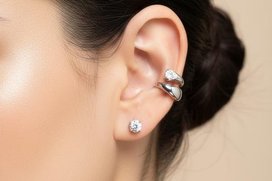 Korean white Stone Earcuff