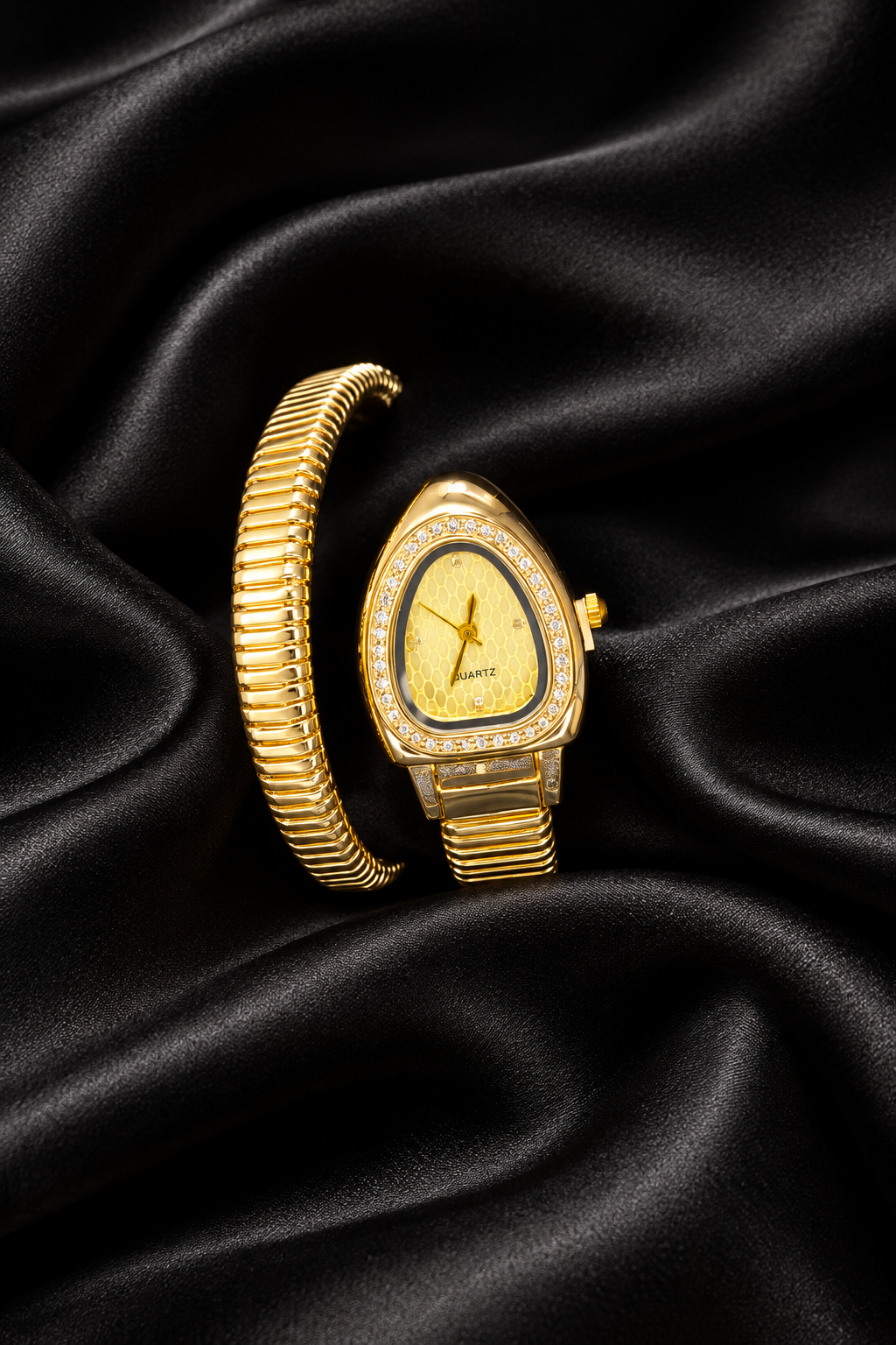 Serpentine snake spiral white watch