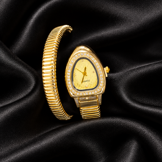 Serpentine snake spiral white watch