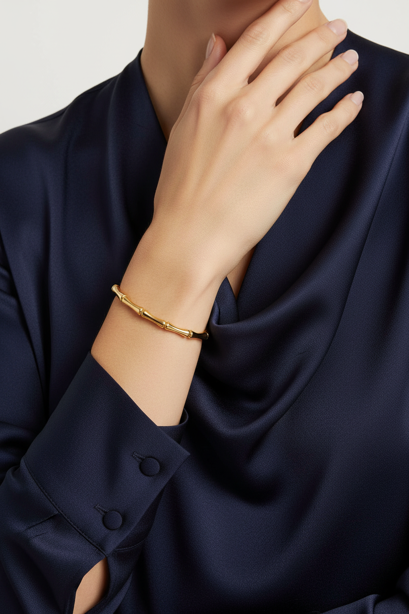 Golden Bamboo Cuff Bangle