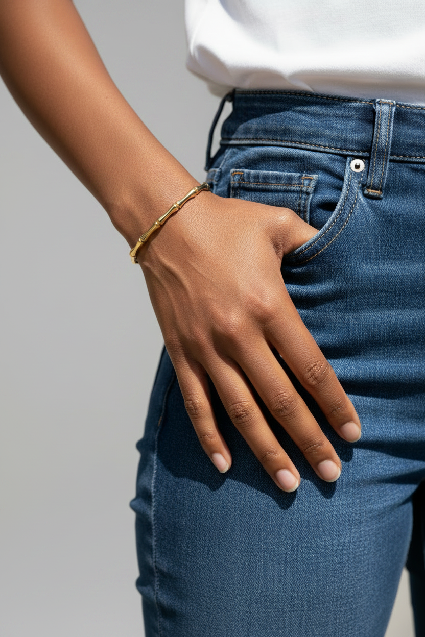 Golden Bamboo Cuff Bangle